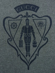 Logo design print raglan long sleeve top in gray/navy