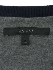 Logo design print raglan long sleeve top in gray/navy