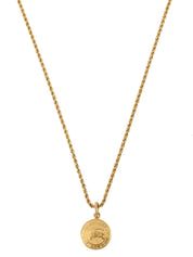 Round logo plate necklace in gold
