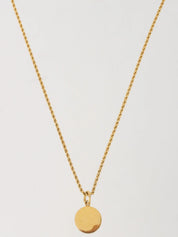 Round logo plate necklace in gold