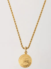 Round logo plate necklace in gold
