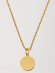 Round logo plate necklace in gold