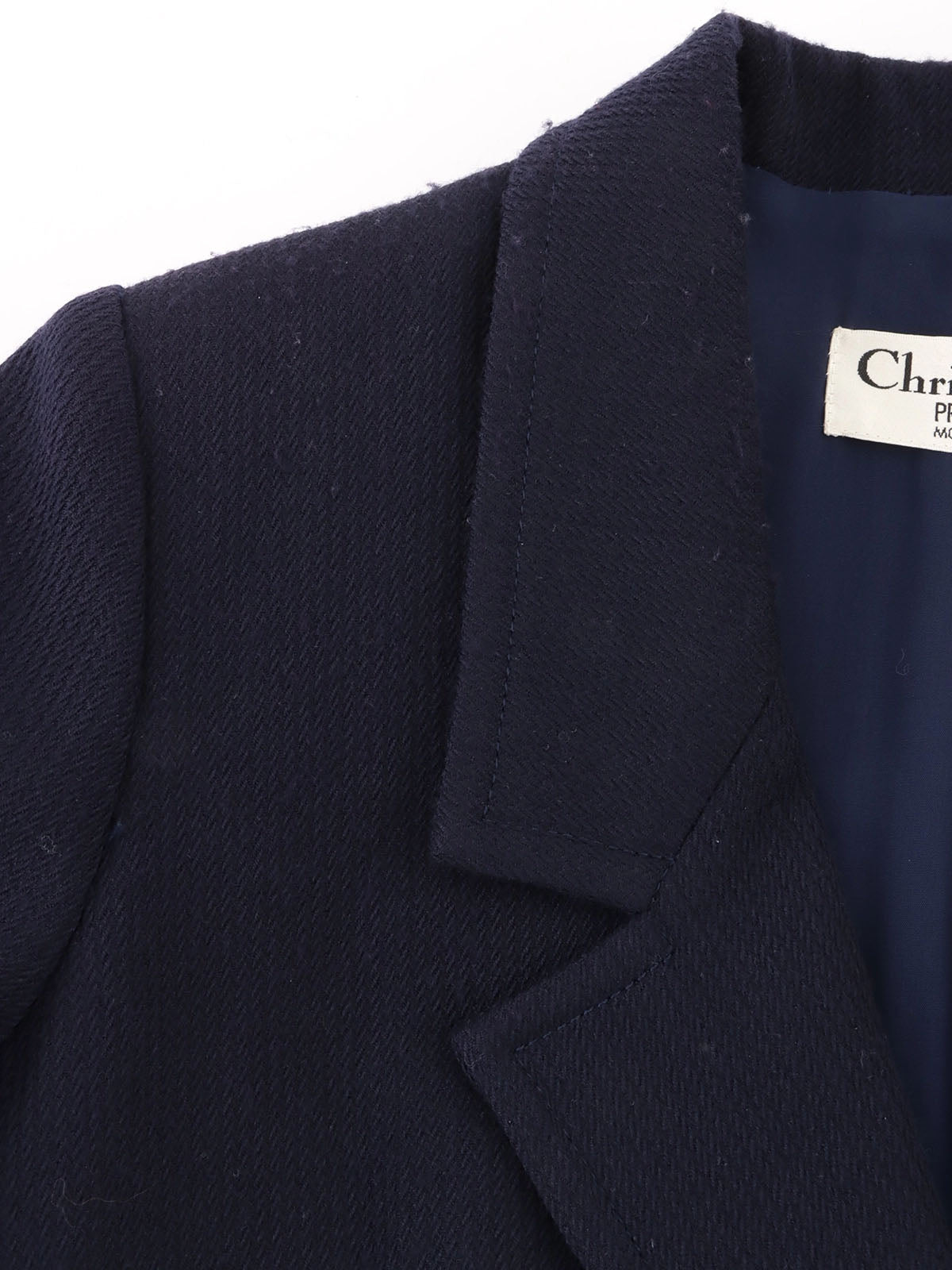 Navy wool round button set-up
