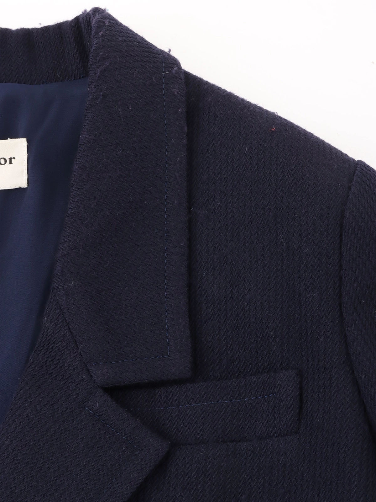 Navy wool round button set-up