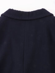 Navy wool round button set-up