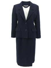Navy wool round button set-up