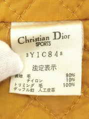 Wool check pattern duffle coat in mustard, green, and multicolor