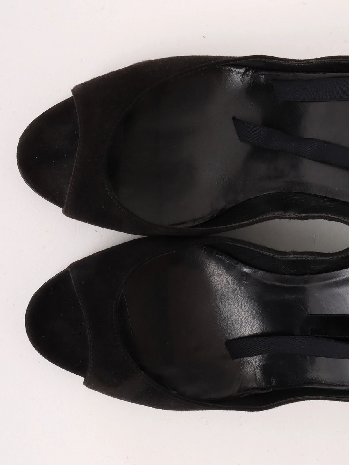 Suede lace-up wedge sandals in black