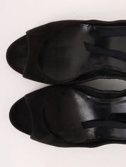 Suede lace-up wedge sandals in black