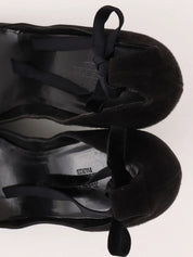Suede lace-up wedge sandals in black