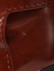 Brown leather logo buckle short boots