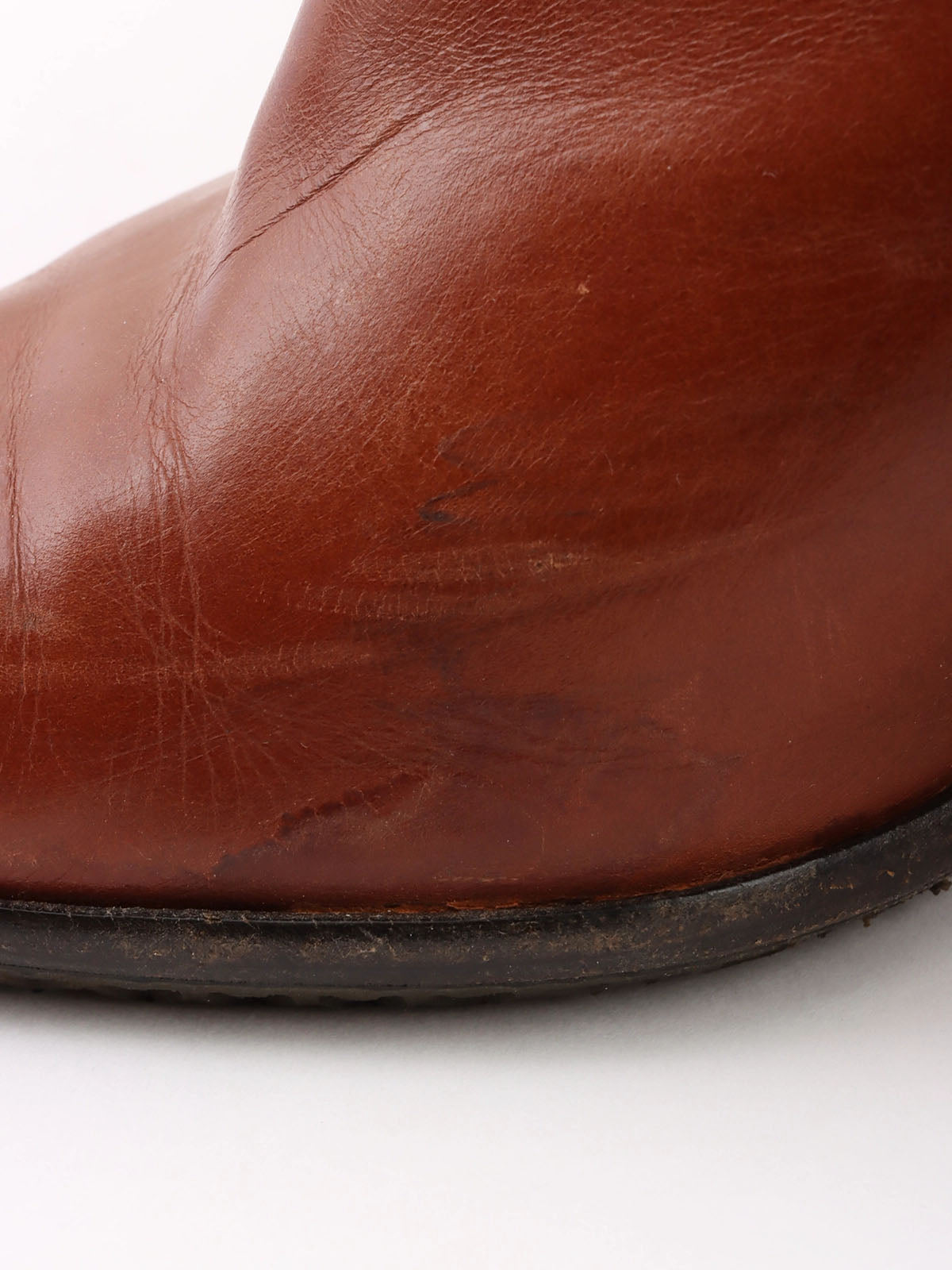 Brown leather logo buckle short boots
