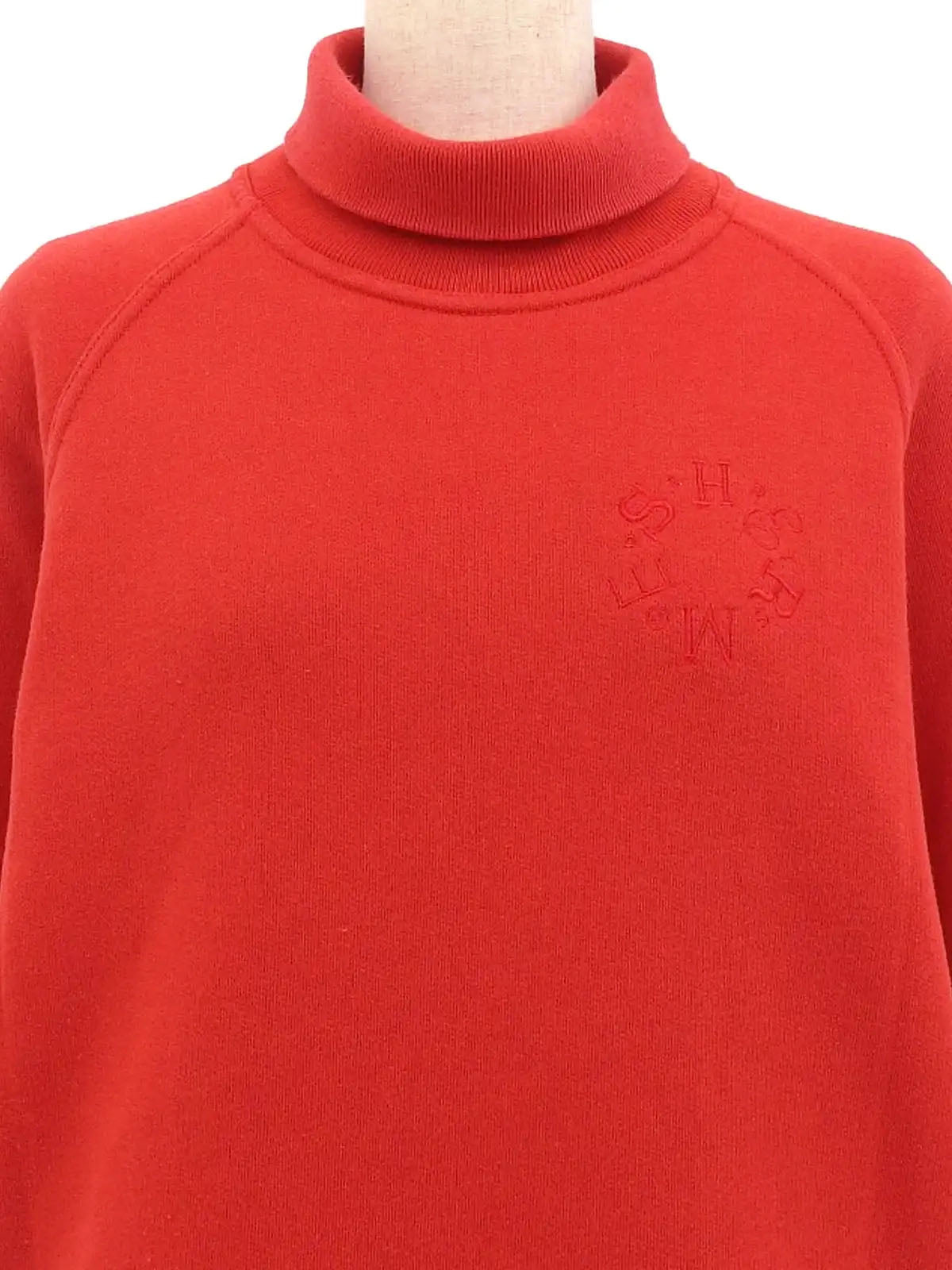 ロゴ刺繍ボトルネックスウェット　レッド