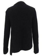Logo Zip-Up Design Knit Sweater in Black