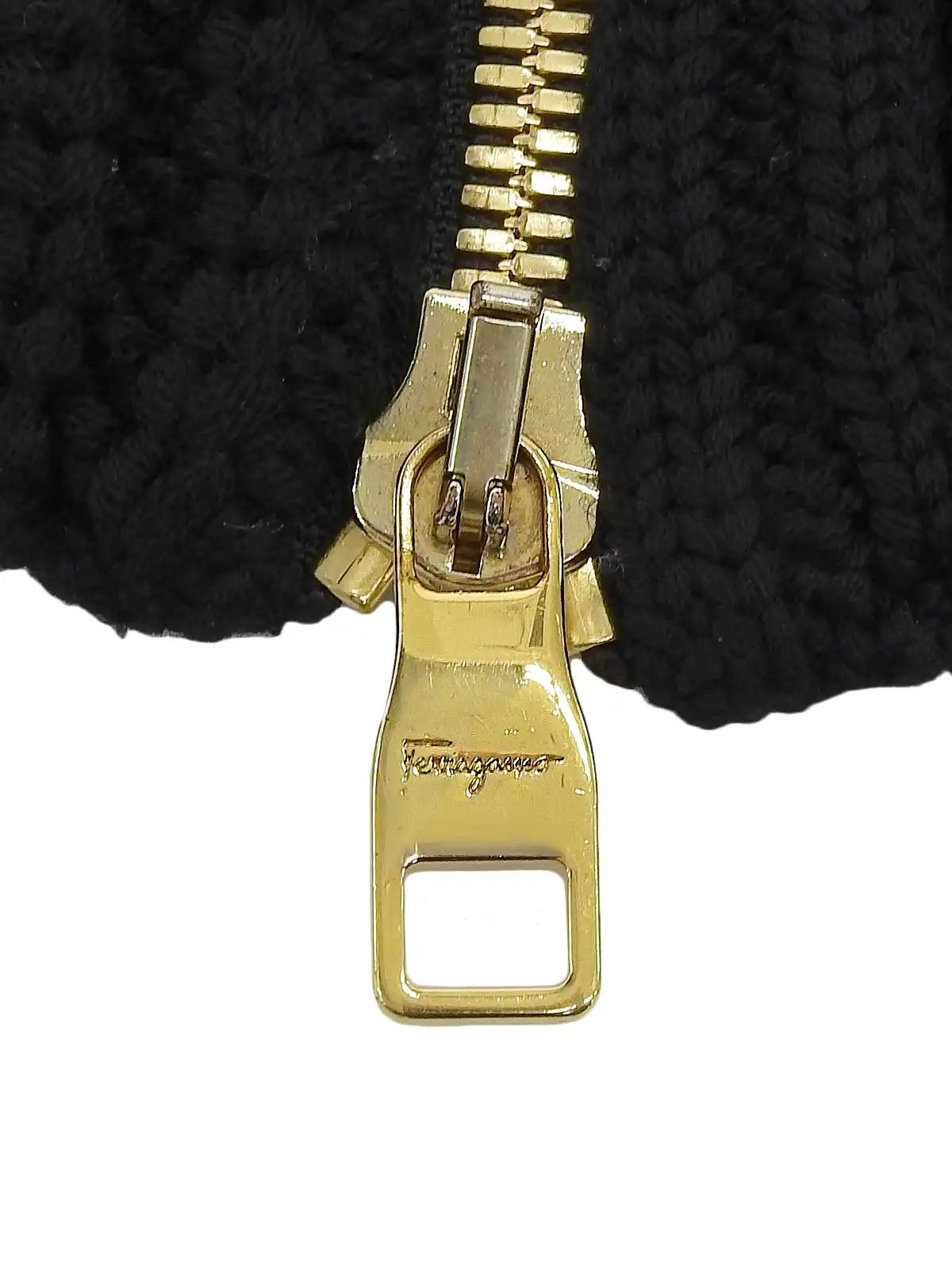 Logo Zip-Up Design Knit Sweater in Black