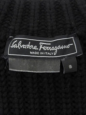 Logo Zip-Up Design Knit Sweater in Black