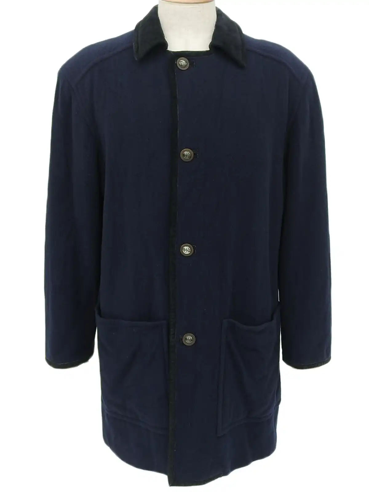 Navy Logo Button Coat