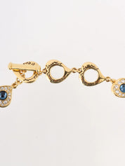 Heart Motif Color Stone Necklace Gold/Blue