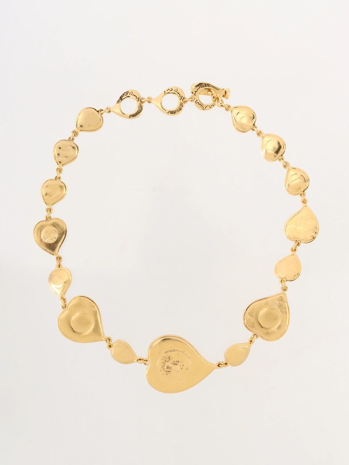 Heart Motif Color Stone Necklace Gold/Blue