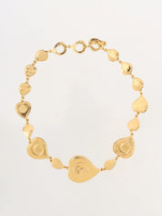 Heart Motif Color Stone Necklace Gold/Blue