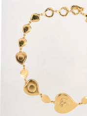Heart Motif Color Stone Necklace Gold/Blue