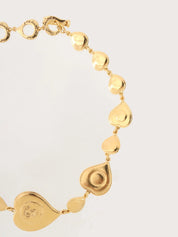 Heart Motif Color Stone Necklace Gold/Blue