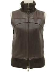 Brown leather vest