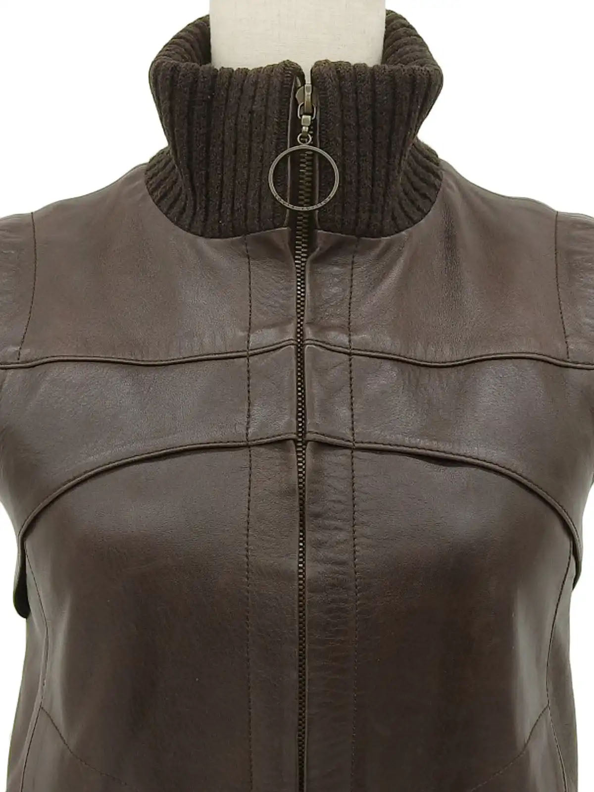Brown leather vest