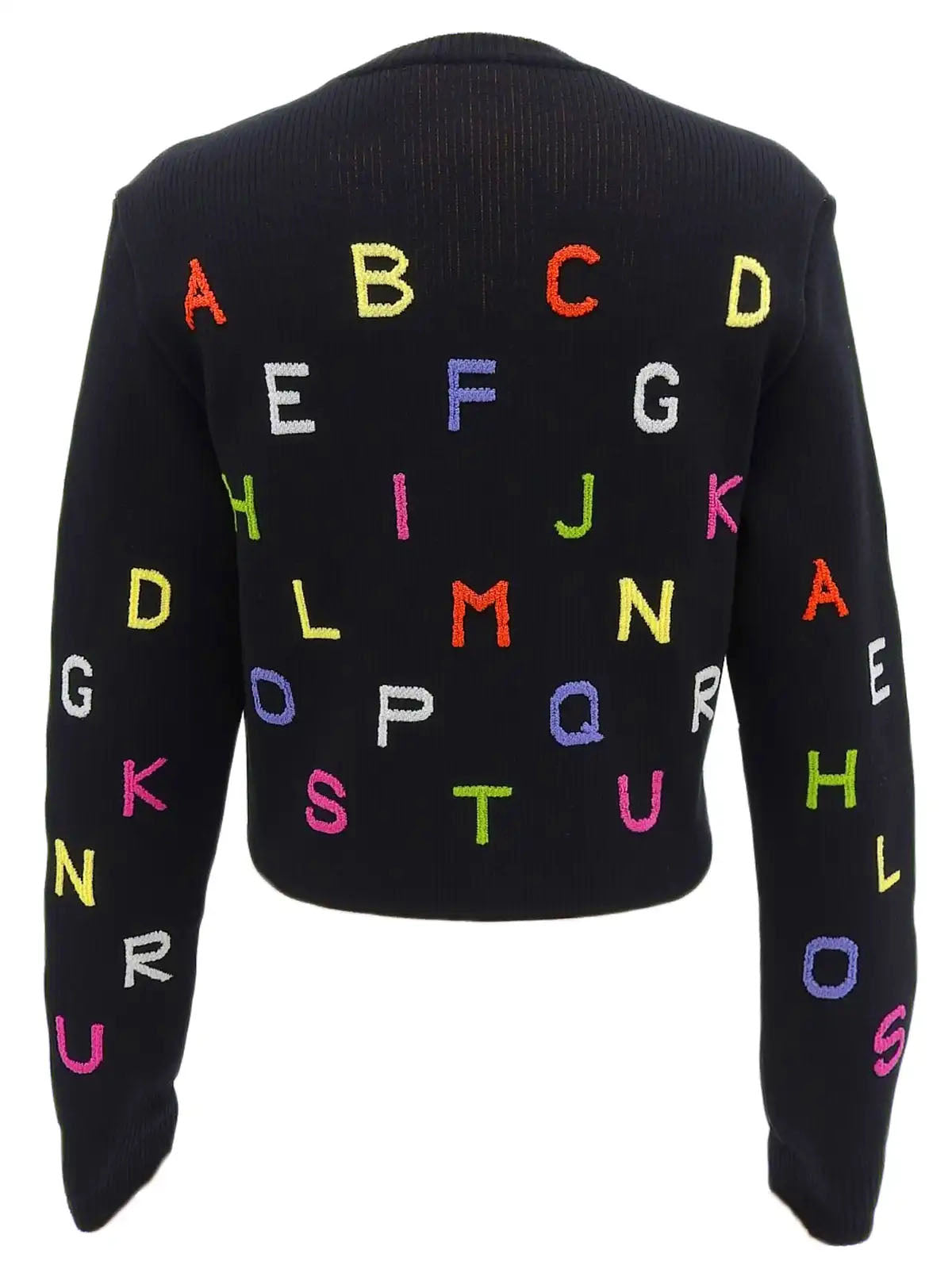 2001 CC Mark Plate Logo Embroidered Knit Sweater Black/Multi