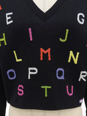 2001 CC Mark Plate Logo Embroidered Knit Sweater Black/Multi