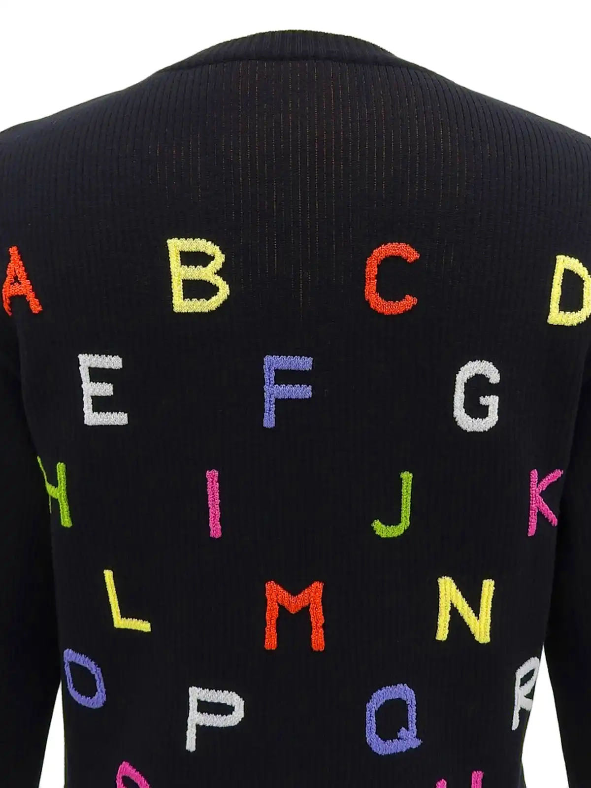 2001年製　CCマークプレートロゴ刺繍ニットセーター　ブラック／マルチ