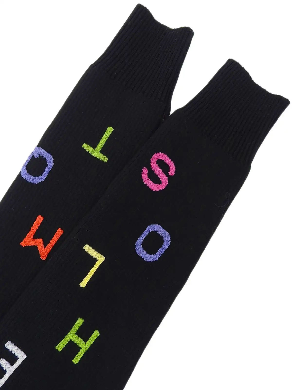 2001年製　CCマークプレートロゴ刺繍ニットセーター　ブラック／マルチ