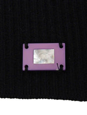 2001年製　CCマークプレートロゴ刺繍ニットセーター　ブラック／マルチ
