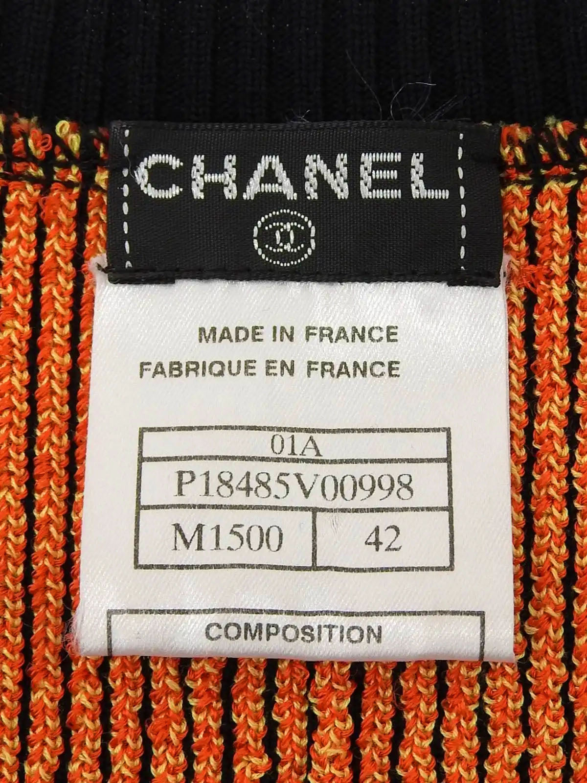 2001年製　CCマークプレートロゴ刺繍ニットセーター　ブラック／マルチ