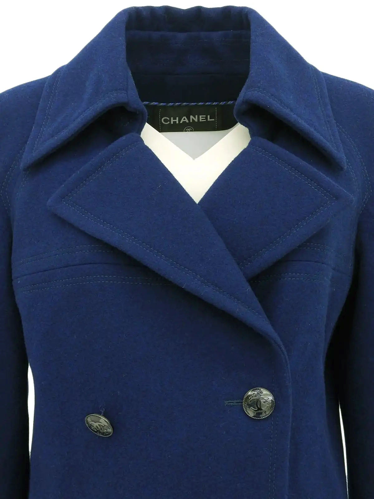 1996 Wool CC Mark Button Coat Blue