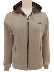 Logo Plate Zip-Up Hoodie Beige