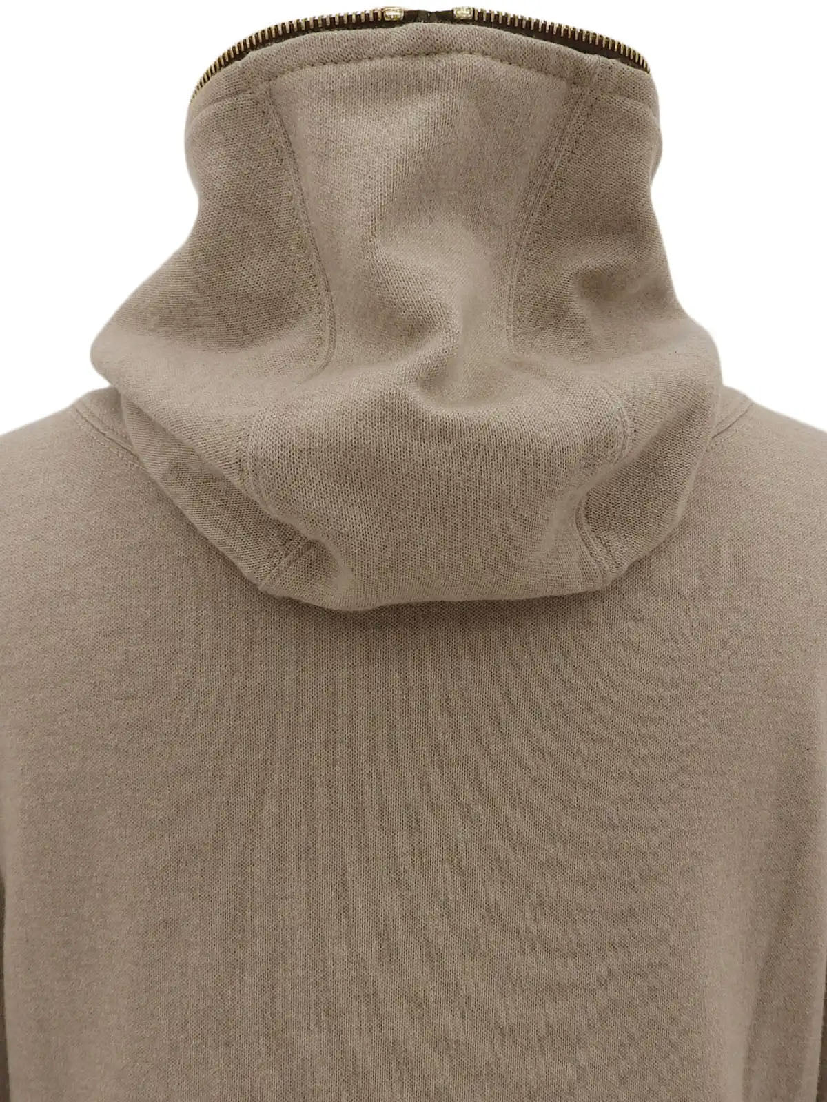 Logo Plate Zip-Up Hoodie Beige