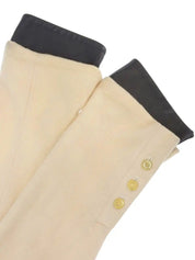 Wool and leather combination logo button long coat in ivory/black