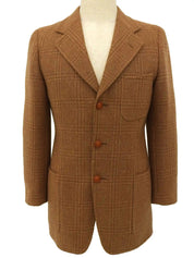 Brown Check Pattern GG Logo Button Jacket