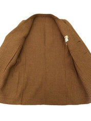 Brown Check Pattern GG Logo Button Jacket