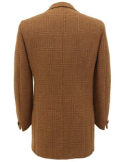 Brown Check Pattern GG Logo Button Jacket