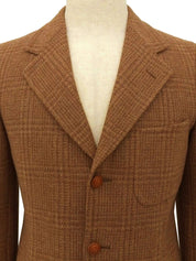 Brown Check Pattern GG Logo Button Jacket