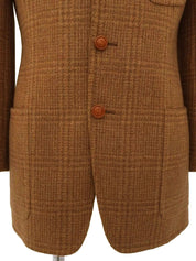 Brown Check Pattern GG Logo Button Jacket