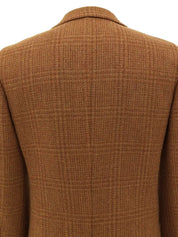 Brown Check Pattern GG Logo Button Jacket