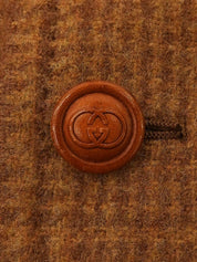 Brown Check Pattern GG Logo Button Jacket