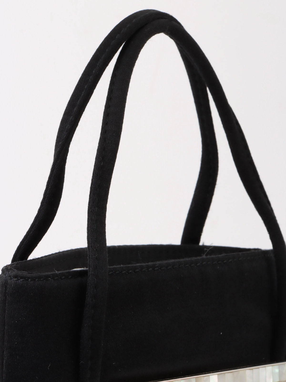Satin Shell Logo Plate Mini Handbag in Black