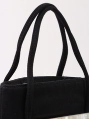 Satin Shell Logo Plate Mini Handbag in Black