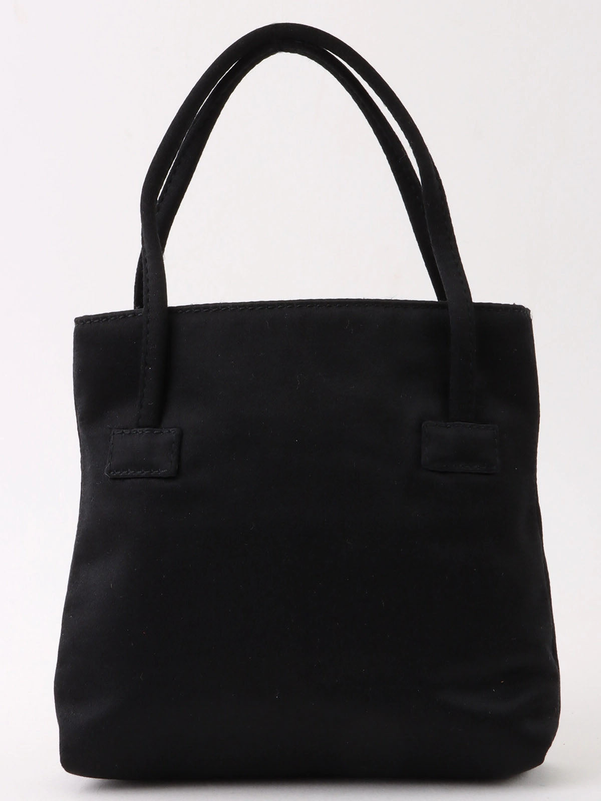 Satin Shell Logo Plate Mini Handbag in Black