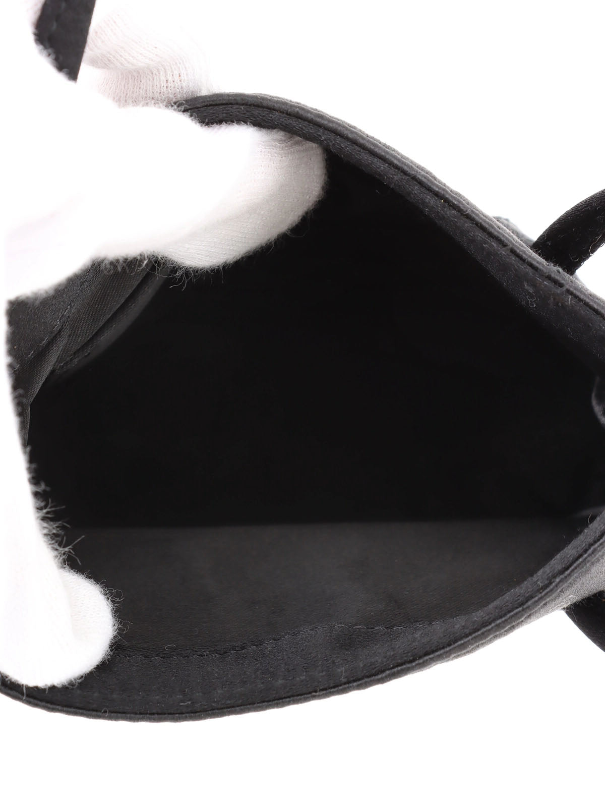 Satin Shell Logo Plate Mini Handbag in Black