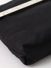 Satin Shell Logo Plate Mini Handbag in Black